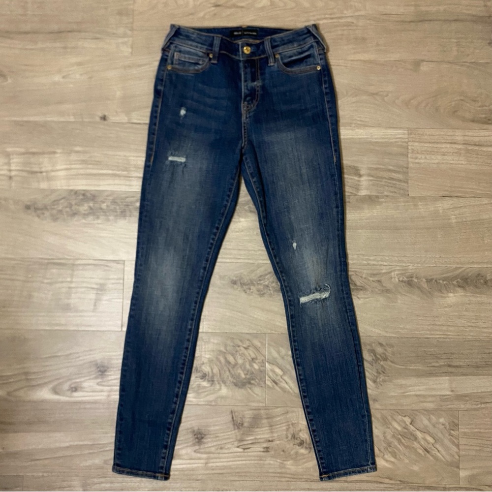 True Religion Halle High Rise Super Skinny Jeans Sz 26 Dark Wash Distressed NWOT